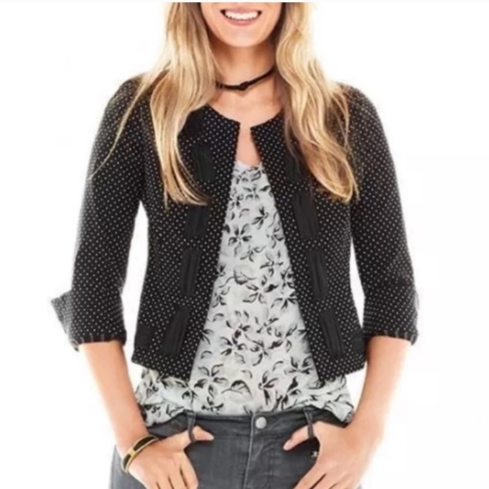 CAbi #5156 Seaside Chic Cropped Dot Blazer Jacket Size 6
